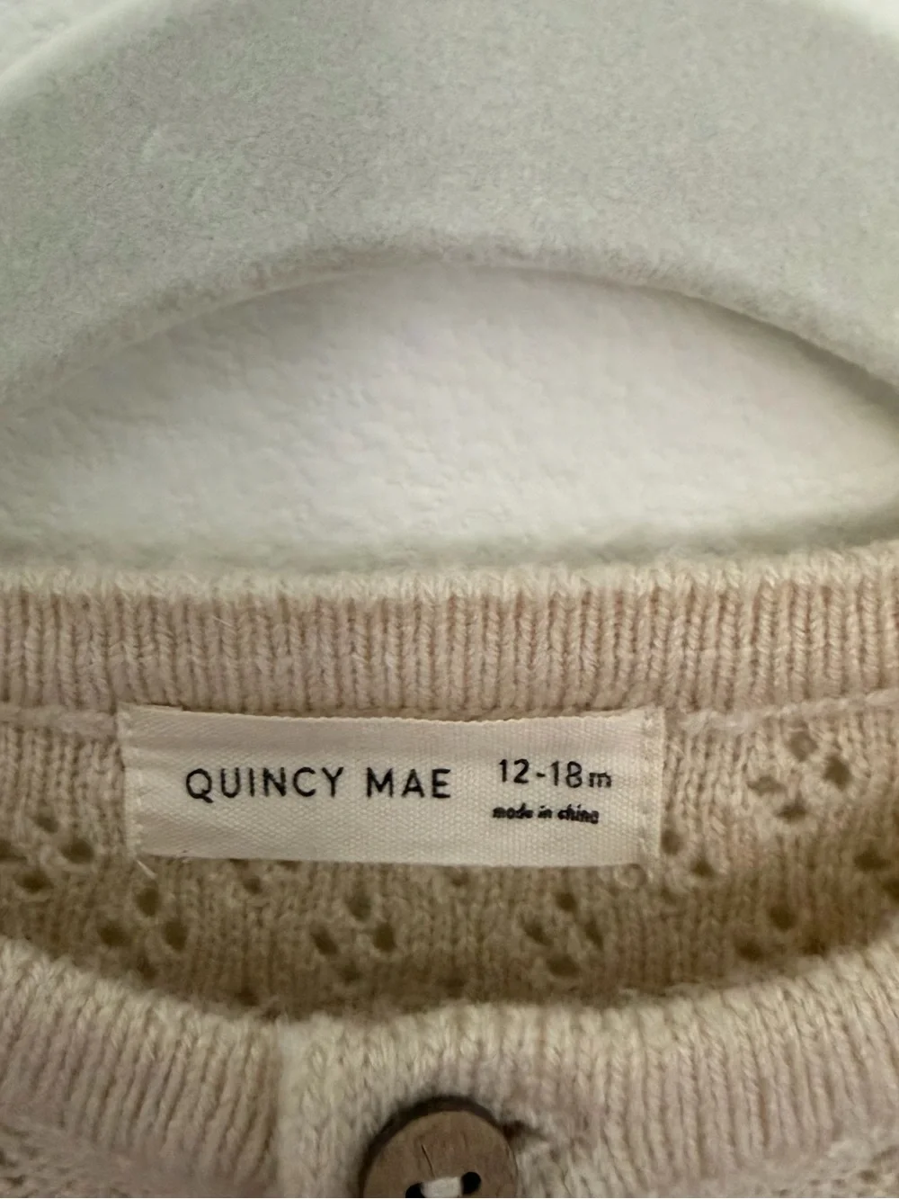 Quincy Mae Openwork Knit Baby Cardigan - Beige 12-18 months NWOT